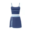 New summer linear sportswear sets: women's short skirts, bras, anti-glare outdoor running, yoga, casual wear, and two-piece sportswear and casual wear Item Picture